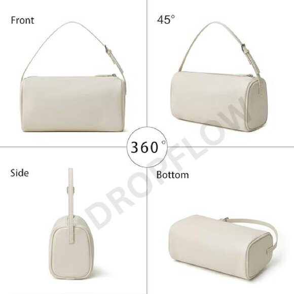 Mini Barrel Hobo Crossbody Bag Genuine Leather Elegant Chic Designer Style - Picture 7 of 8